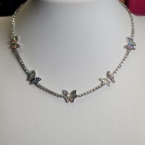 Elegant Iridescent Butterfly Necklace